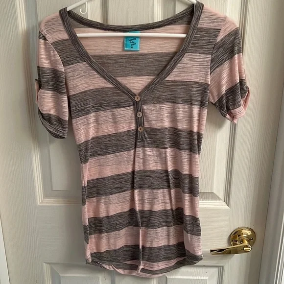 light pink and gray striped tank top - Picture 1 of 4